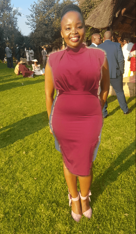 After, maroon dress